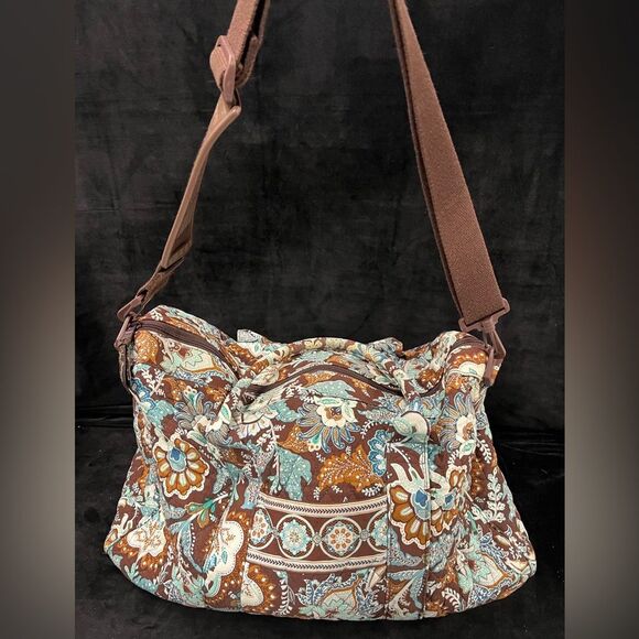 Vera Bradley Retired java Blue paisley print weekender duffle travel bag -rare - Picture 1 of 11